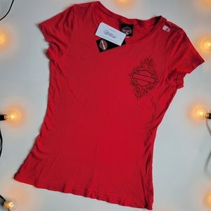 Harley Davidson Short Sleeve Butterfly Tee Red Sm